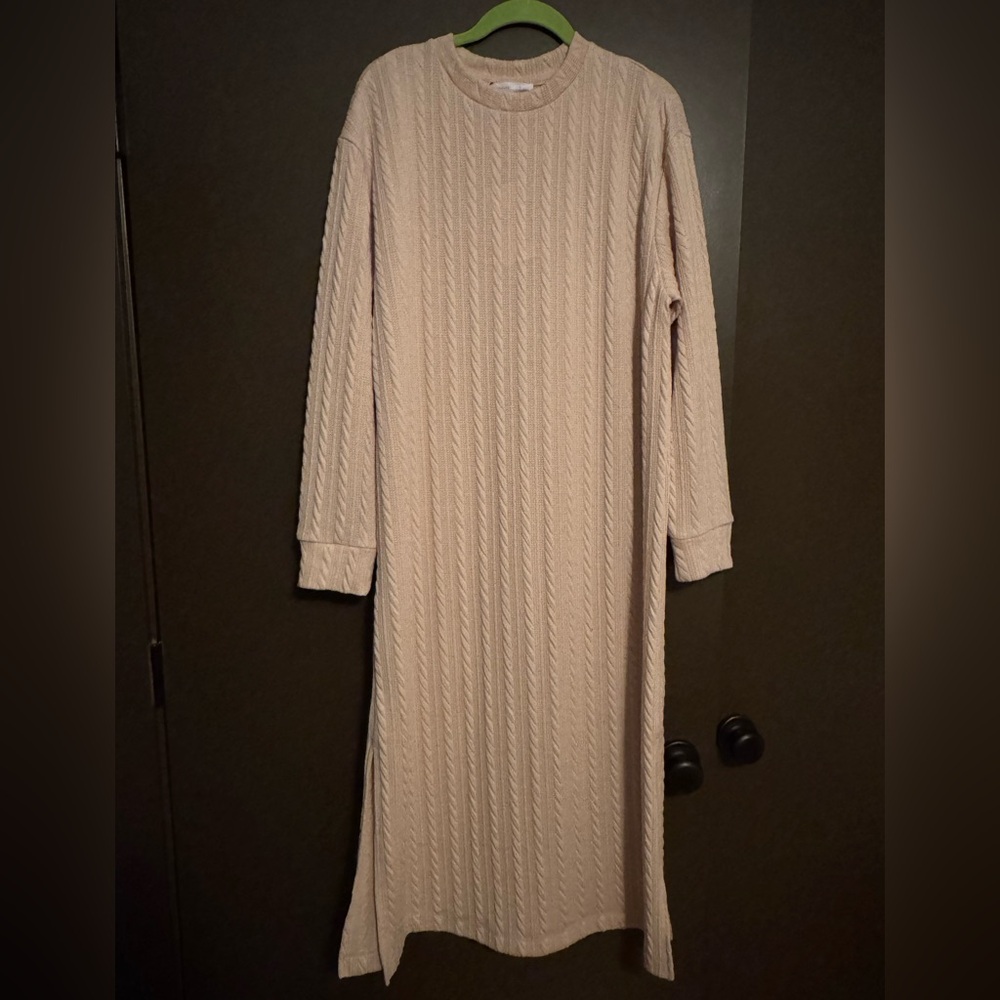 NWT Primark Midi Length Long Sleeve Knit Dress - Tan